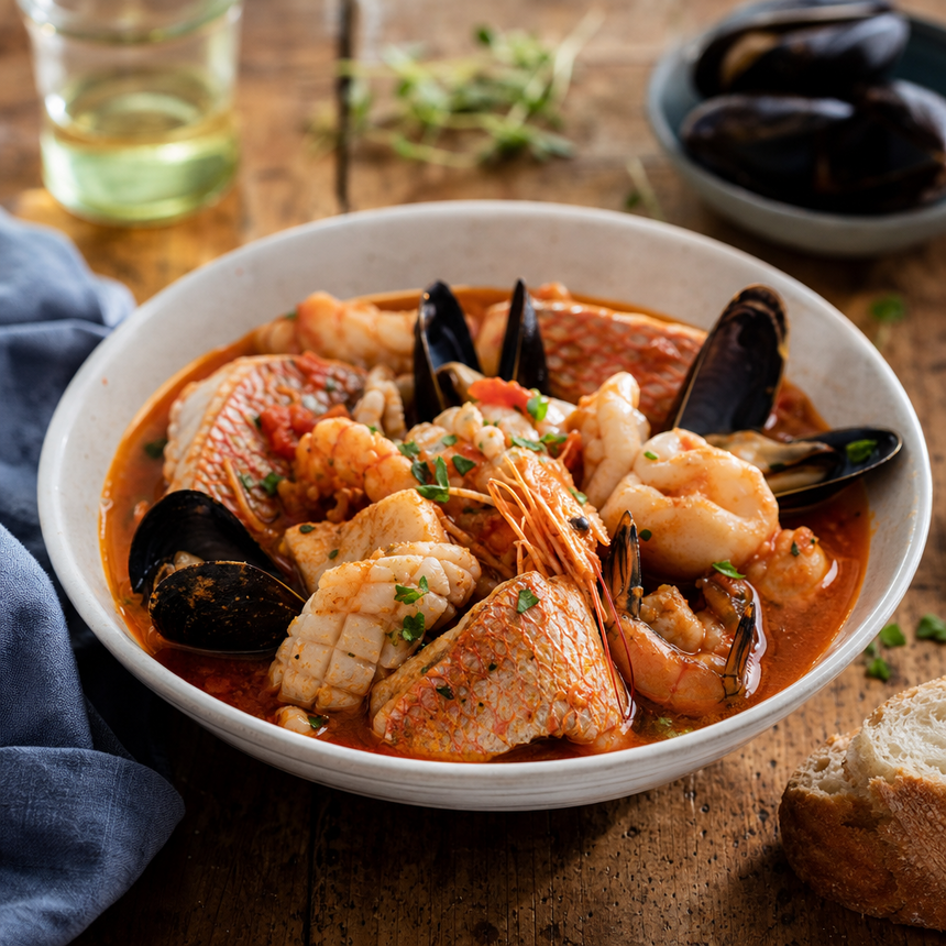 Cazuela de pescado mixta con mariscos