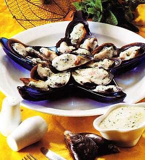 Mejillones con salsa de menta