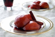 Melocotones al vino tinto de Rioja