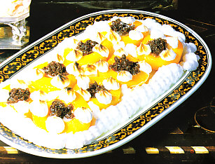 Melocotones con merengue