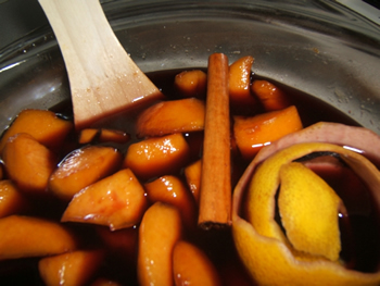 Melocotones con vino