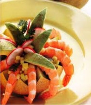 Melón con langostinos