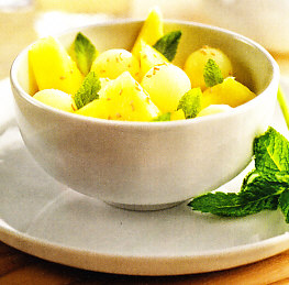 Melón y piña al jengibre