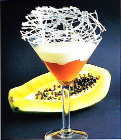 Mermelada de papaya con mousse de cava