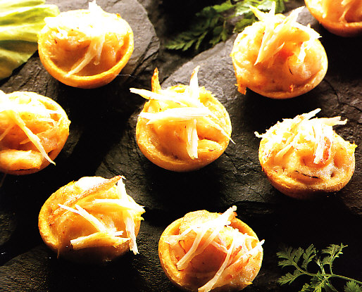 Minitartaletas de cangrejos y gambas