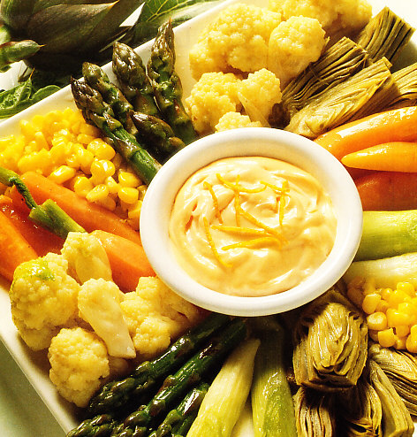 Mixto de verduras con mayonesa a la naranja