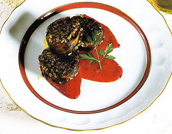 Morcilla de arroz con pimientos del piquillo