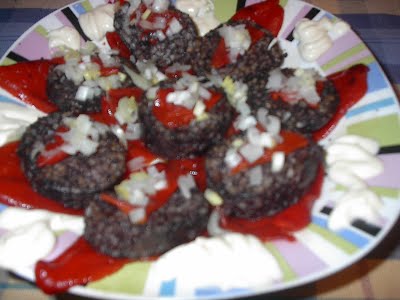 Morcillas de arroz con pimientos del piquillo