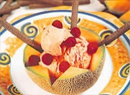 Mousse de melón a la frambuesa