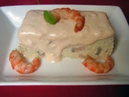 Mousse de pescado con gambas