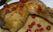 Muslos de pollo con salsa dulce de granadas