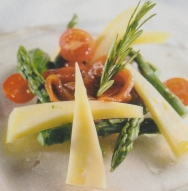 Nido de espárragos con queso