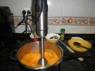 Olla a presión y batidora. Cocina rápida