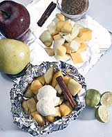 Papillote de frutas con miel