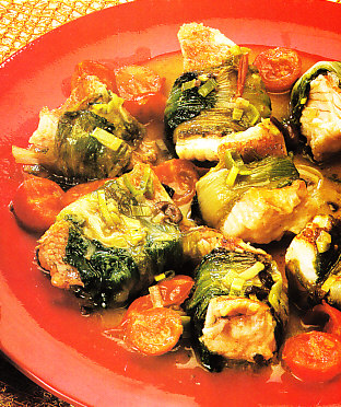 Paquetitos de escarola con cabracho