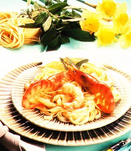 Pasta con gambas