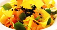 Pasta fresca con trucha ahumada