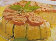 Pastel de arroz con láminas de calabacín