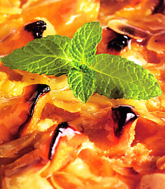 Pastel de melocotón y almendras