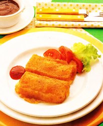 Pastelitos de jamón y puré de queso