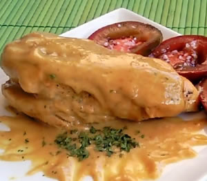 Pechugas con nueces, miel y mostaza