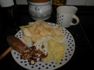Peras, limón y nueces