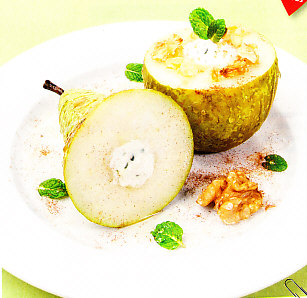 Peras rellenas de queso