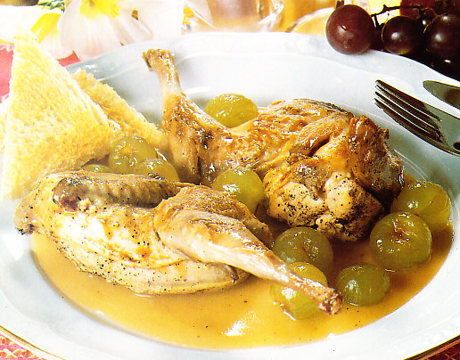 Perdices con uvas
