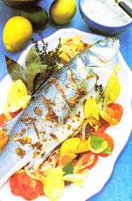 Pescado al horno con salsa de tahini