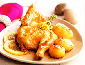 Picantones con limón y tomillo