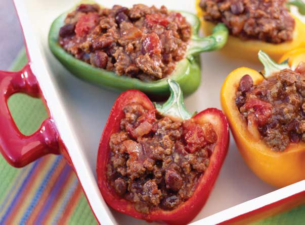 Pimientos rellenos con pavo a la barbacoa