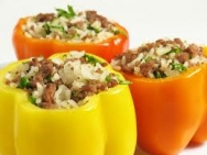 Pimientos rellenos de ensalada de lentejas