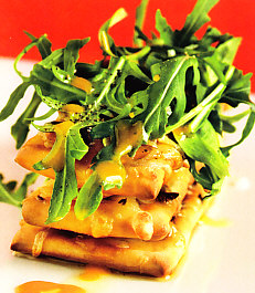 Pizza de pato con naranja