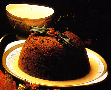 Plum-pudding con crema inglesa