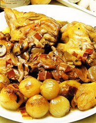 Pollo al vino tinto