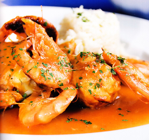 Muslos de pollo con langostinos