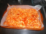 Preparando el pastel de salmón