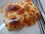 Puerros gratinados con jamón y queso mozzarella