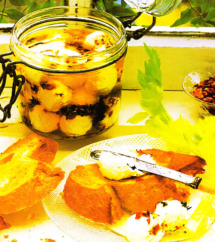 Queso de yogur en aceite de oliva