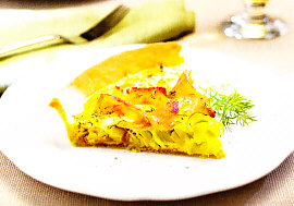 Quiche de puerros y salmón