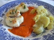 Rape con salsa de cangrejos de mar