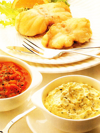 Rape con salsa tártara y coulis de tomate