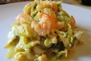Revuelto de ajos frescos con gambas