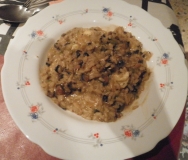 Risotto con gambas y champiñones