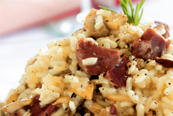 Risotto con mollejas de pato