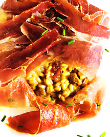 Risotto con setas de calabaza y jamón