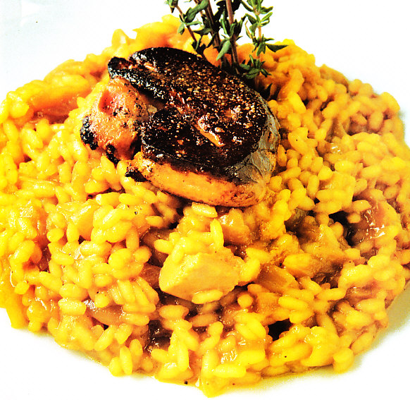 Risotto de hígado graso