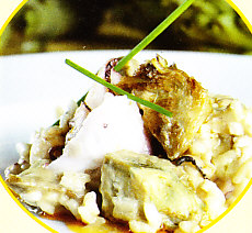 Risotto de pulpo y alcachofas