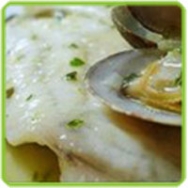 Rodaballo  con salsa de berberechos