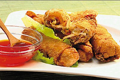 Rollitos de primavera con gambas
